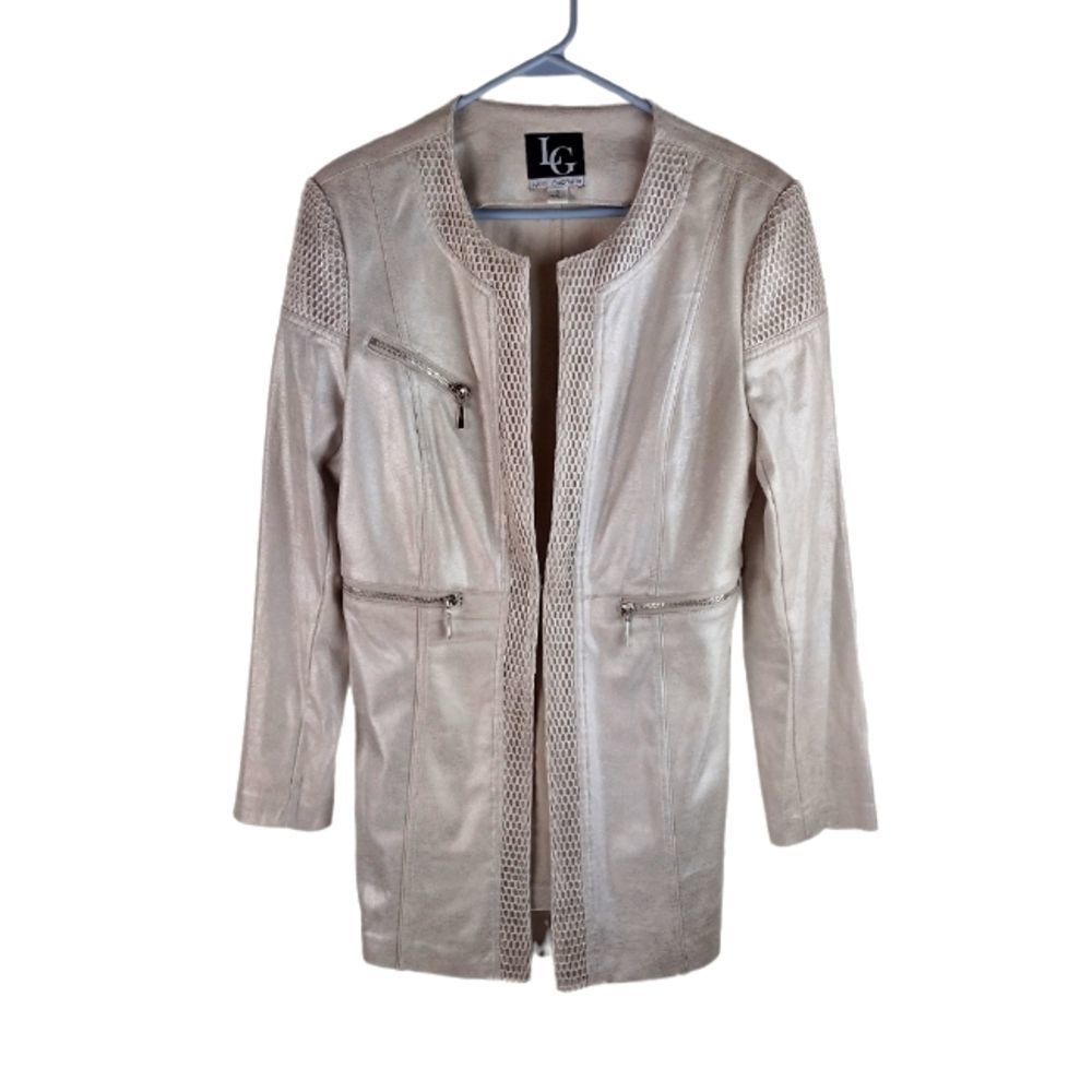 Lena Gabrielle jacket, faux suede, champagne color, size 6